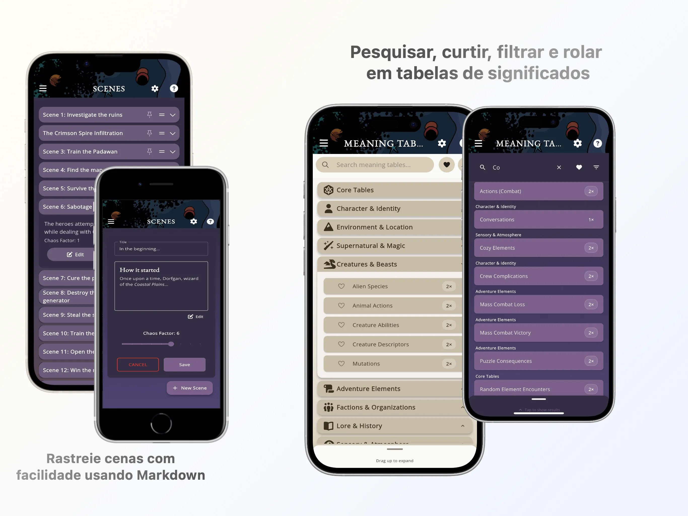 Mythic GME Digital — layout desktop mostrando painéis e o Diário de Aventura