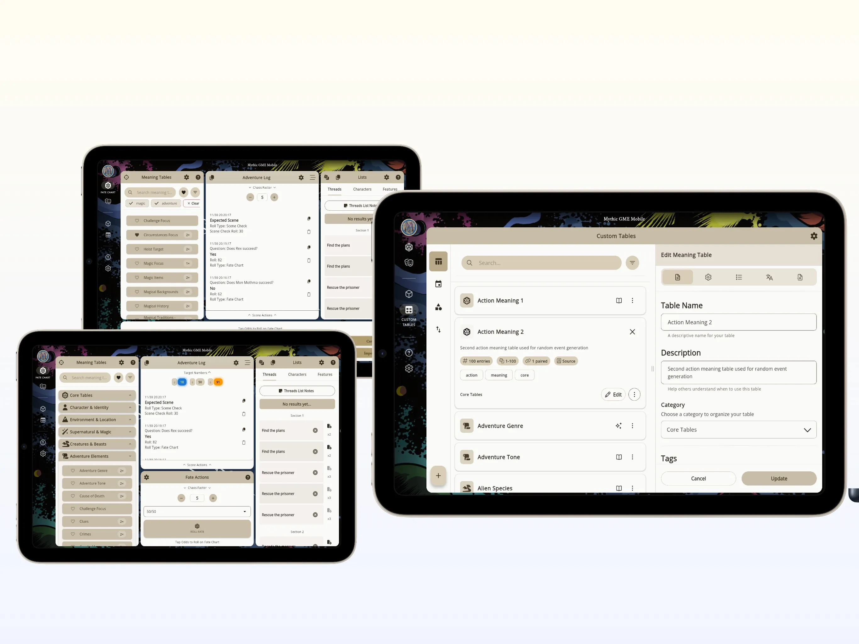 Mythic GME Digital — layout desktop mostrando painéis e logs