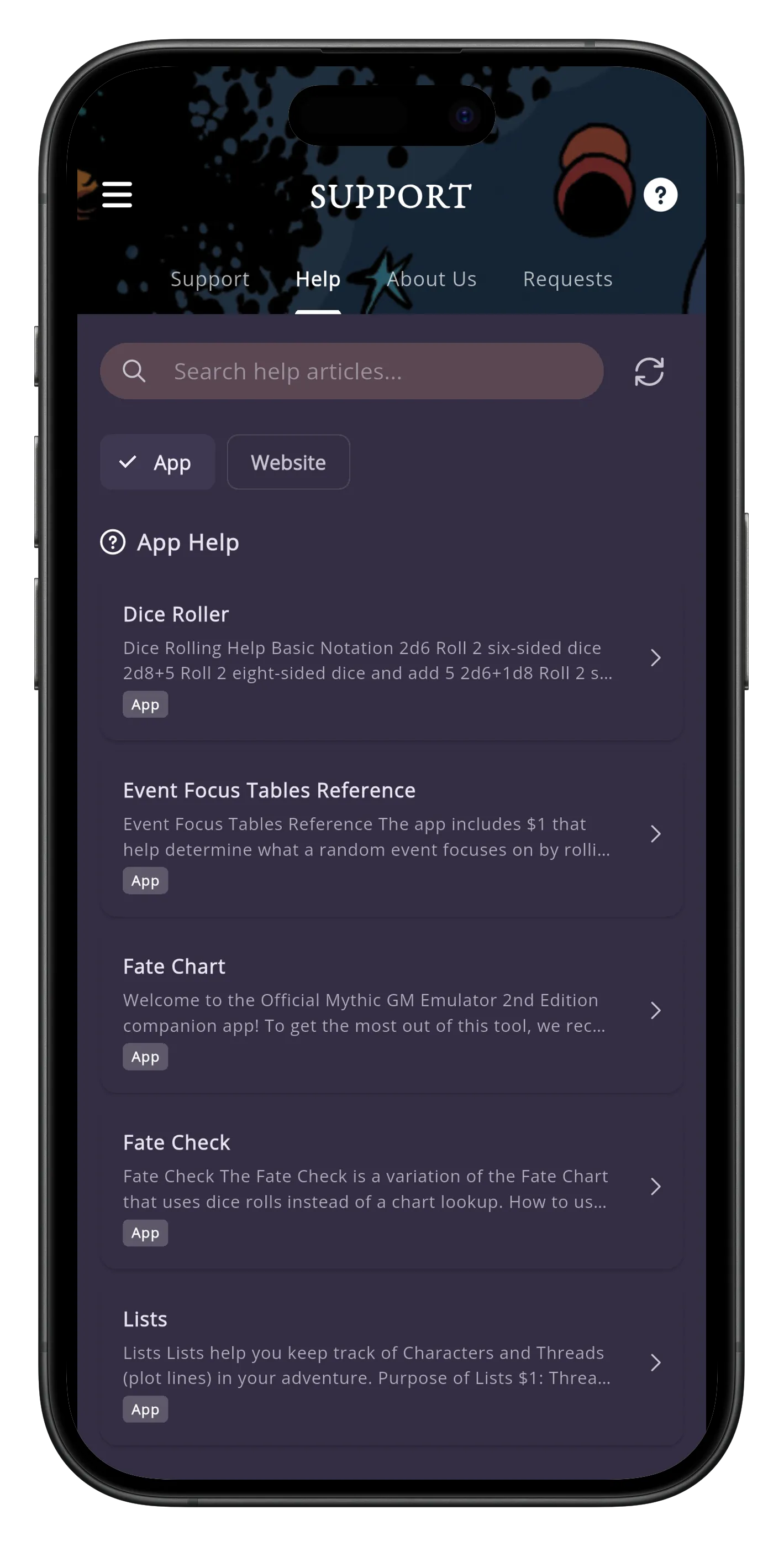 Support — Mythic GME app